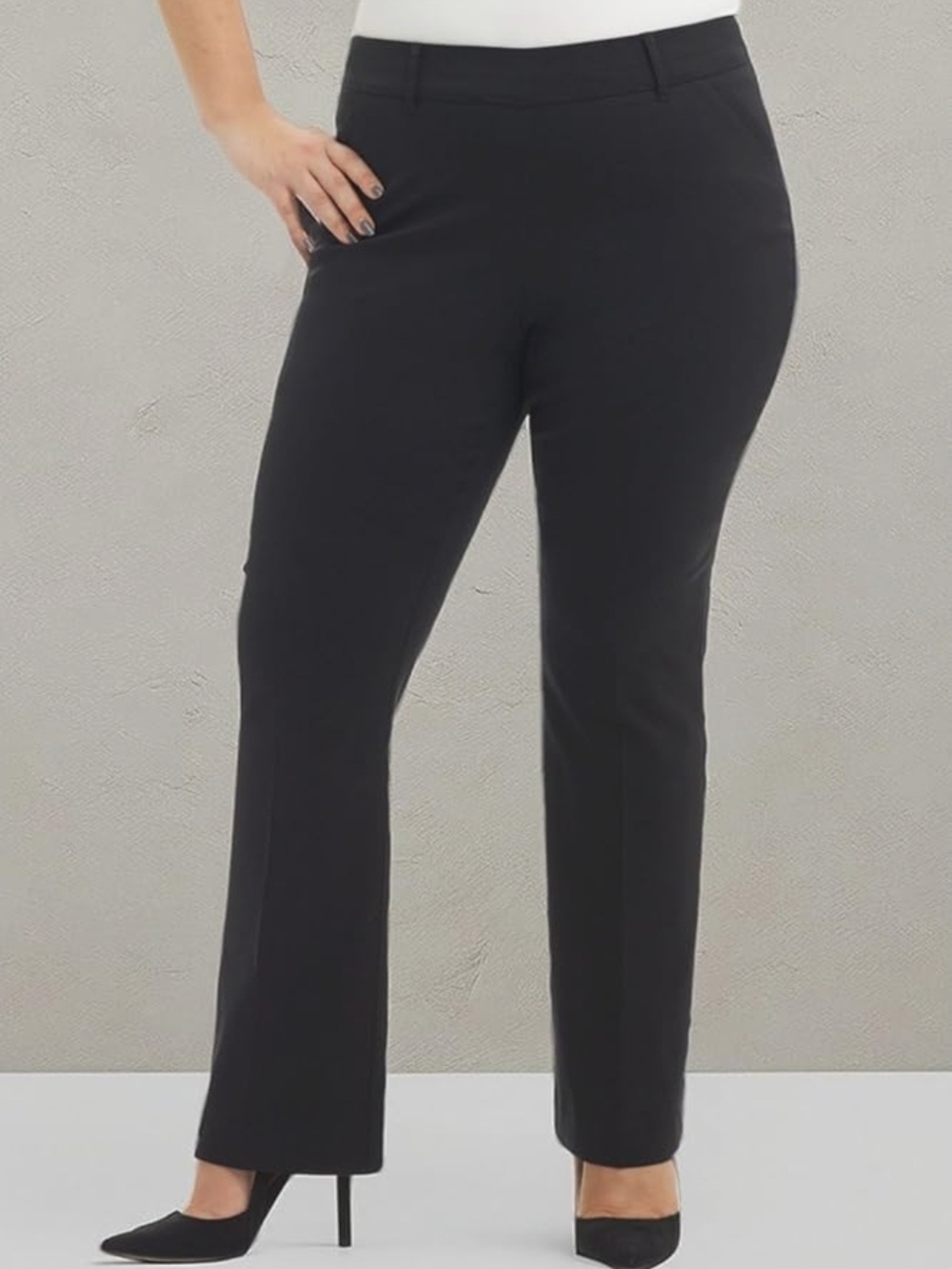 Rekucci Curvy Woman Ease into Comfort Barely Bootcut Plus Size Pant 22WP  Black
